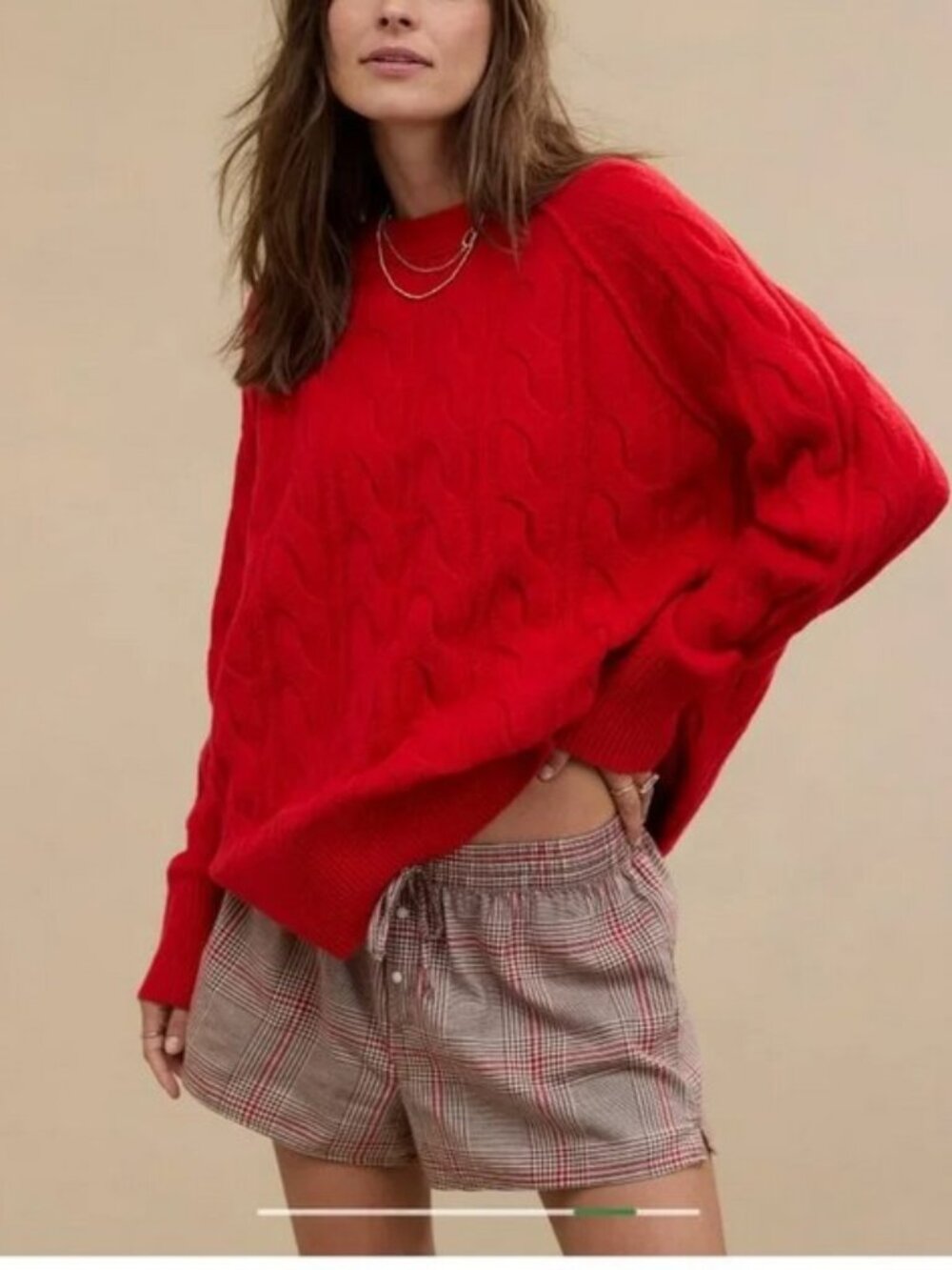 Aerie unREAL Cable Crewneck Sweater L